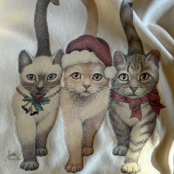 Gildan Christmas Cat Crew Neck Long Sleeve Sweatshirt - Picture 4 of 4